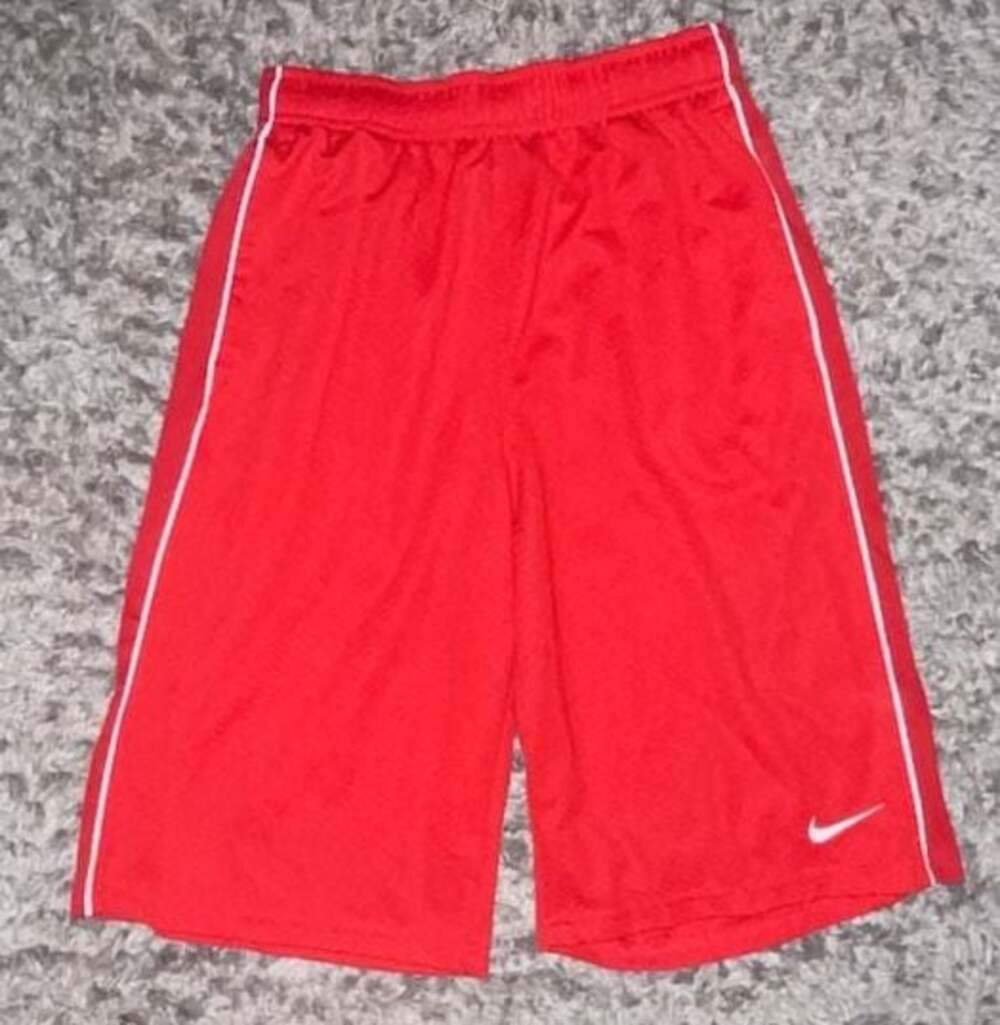 Nike Dri-Fit  Kids Red Athletic Basketball Shorts with White Piping